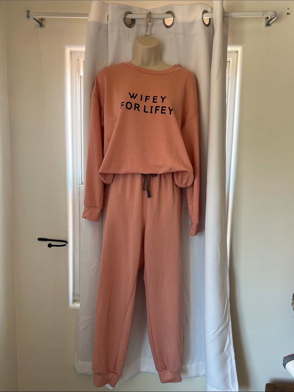 Wifey For Lifey Cozy Track Pants & Sweatshirt Set - Pink